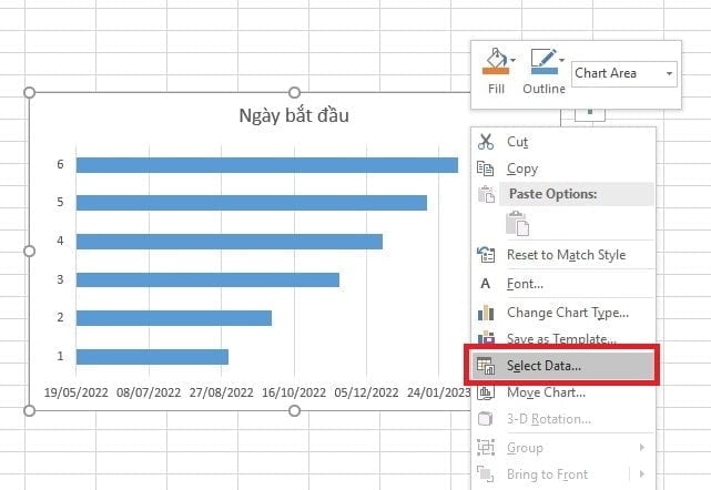 Tải mẫu sơ đồ Gantt Excel miễn phí và hướng dẫn các bước vẽ 25 chọn select data