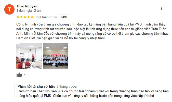 Đánh giá của học viên tại PMS
