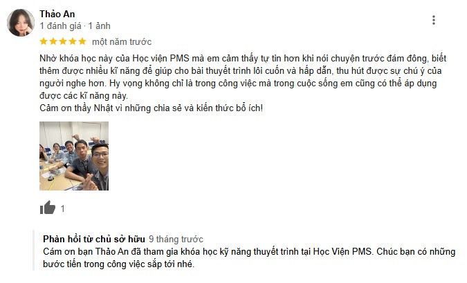 Đánh giá của học viên tại PMS