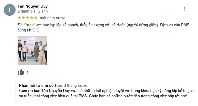 Đánh giá của học viên tại PMS