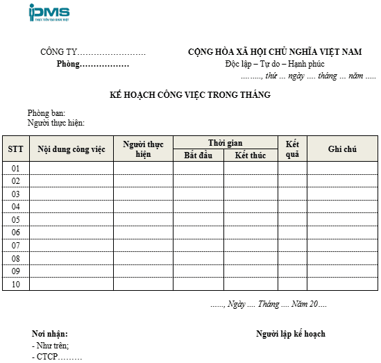 5 Mẫu lập kế hoạch phát triển bản thân trong công việc chi tiết 9 mẫu kế hoạch công việc hàng tháng