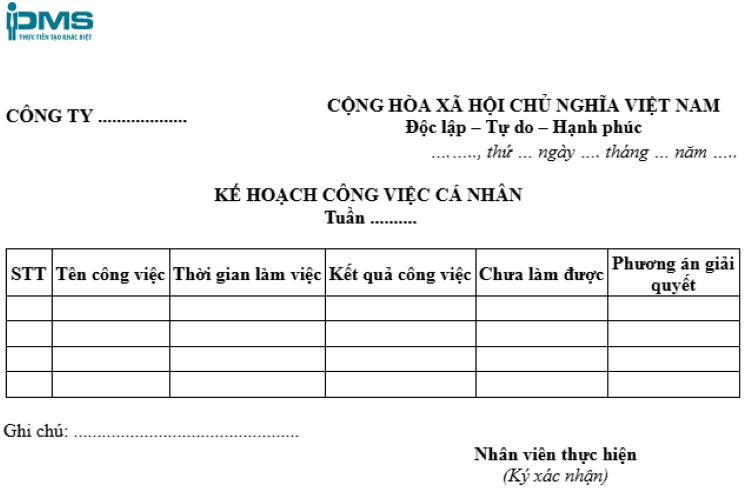 5 Mẫu lập kế hoạch phát triển bản thân trong công việc chi tiết 7 mẫu kế hoạch công việc cá nhân